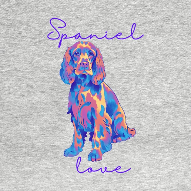 Spaniel Love bright colorful by Createdreams
